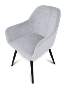 Krzesło fotel welurowy jasno siwy x2
